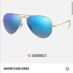 Polarized Blue mirrored aviator sunglasses